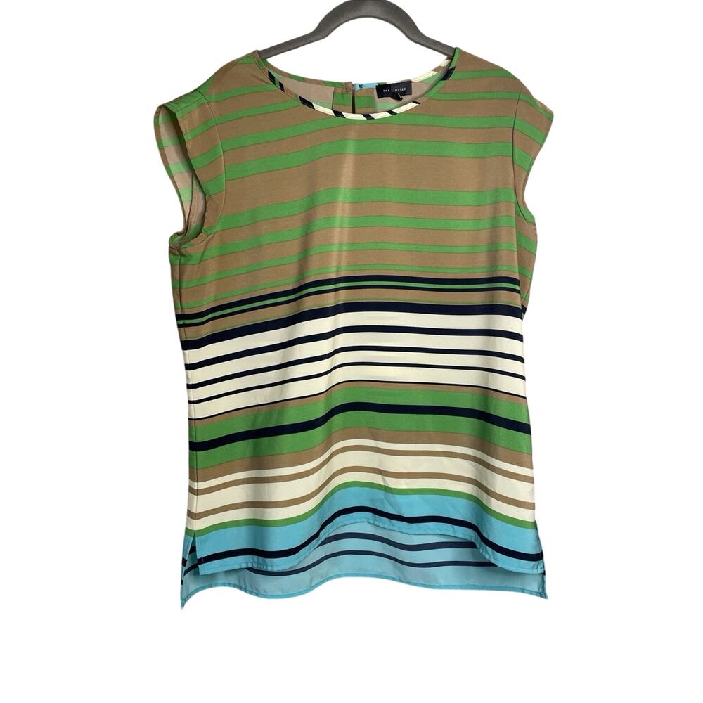 The Limited - Size Large - Cap Sleeve/Sleeveless Striped Blouse / Multicolor